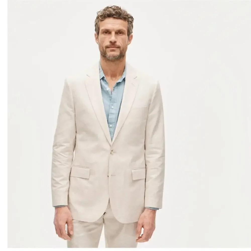 J. Crew Ludlow Slim-Fit Suit Jacket Cream Irish Cotton-Linen Blend Size 44 NWT
